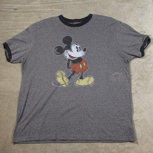Vtg Disney Mickey Mouse Tee Shirt Mens Size XL Extra Large Charcoal Grey Black